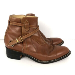 VTG 70s LA GRAN BOTA Leather Ankle Boots Side Zip Men’s Sz 12 Brown Strap *Read